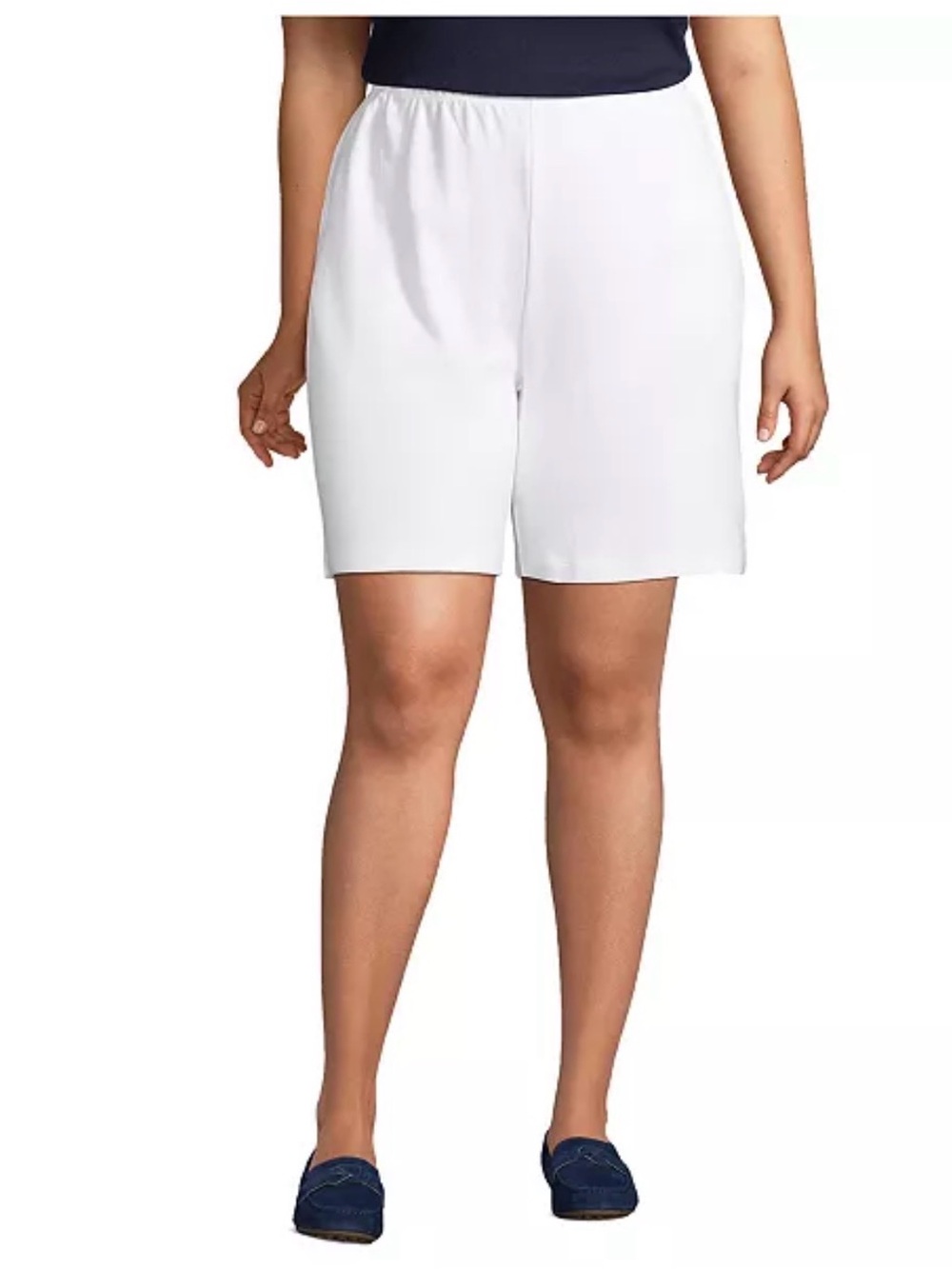 Lands' End Women's Sport Knit High-Rise Shorts White XL – Comfy Casual Everyday